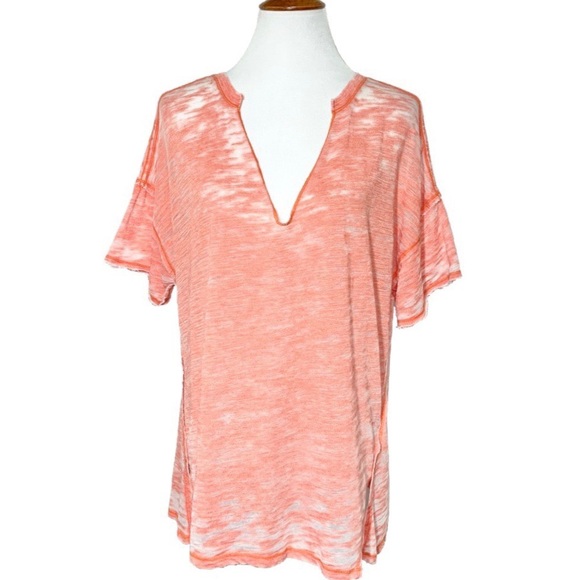 SOLD-Free People Burnout Short Sleeve V Neck Tee - Picture 2 of 11
